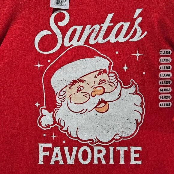 New RETRO VINTAGE RED “SANTA’S FAVORITE” TEE  M L XL XXL CHRISTMAS SANTA TOP Y2K - Picture 2 of 4